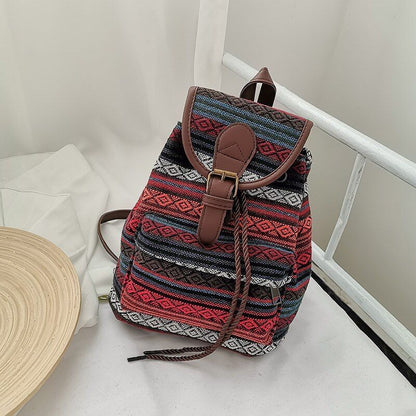 Vintage Canvas Backpack School Travel Rucksack Double Shoulder Bags 24*23*10 CM