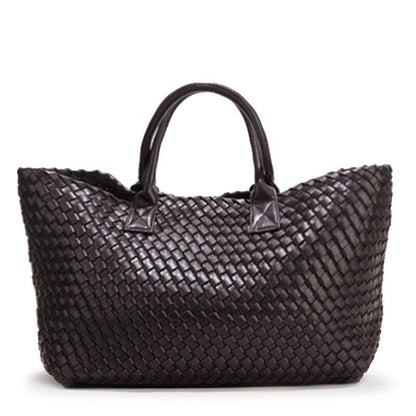 Woven Handbags Imitation Sheepskin Shoulder Bag Large Bucket Bag Women Leather