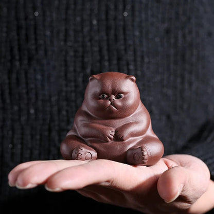 Embersceramic Purple Clay Tea Pet Lovely Cat with Gifts Box