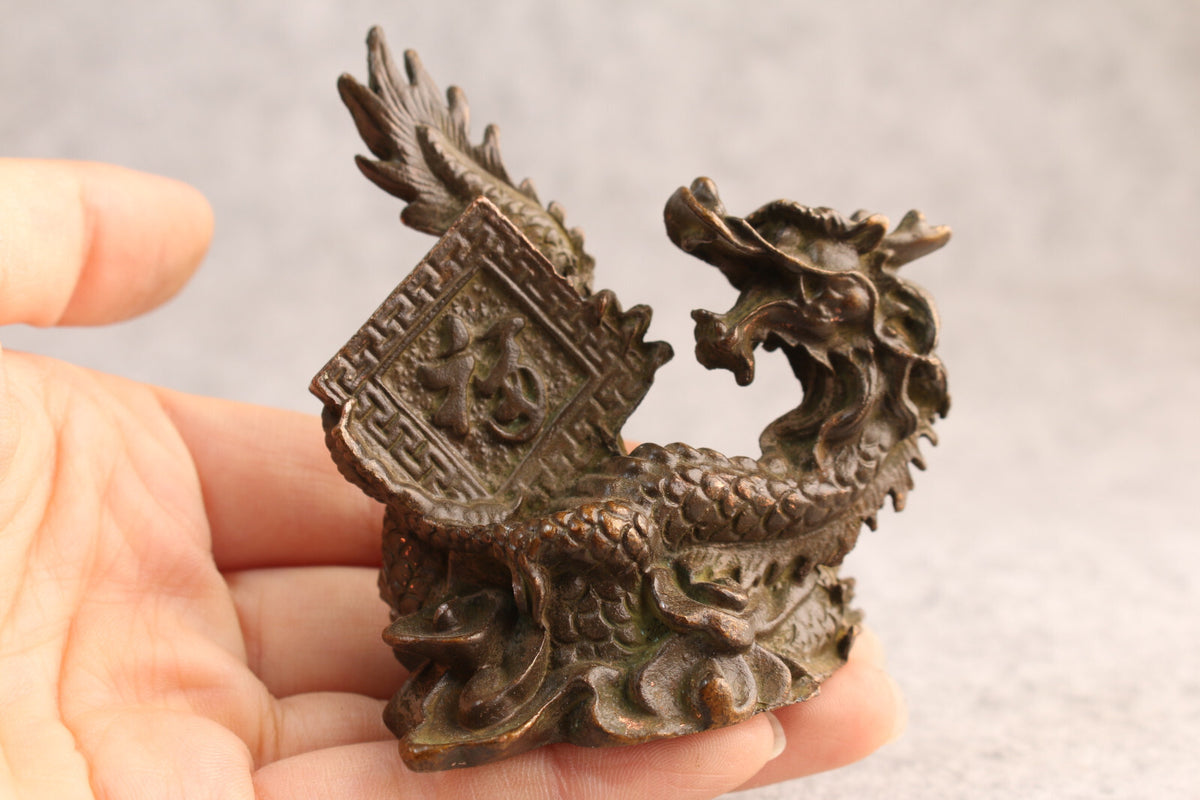 Rare Chinese Bronze Collection Dragon Statue Figure Tea Pet Table Decoration