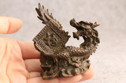 Rare Chinese Bronze Collection Dragon Statue Figure Tea Pet Table Decoration