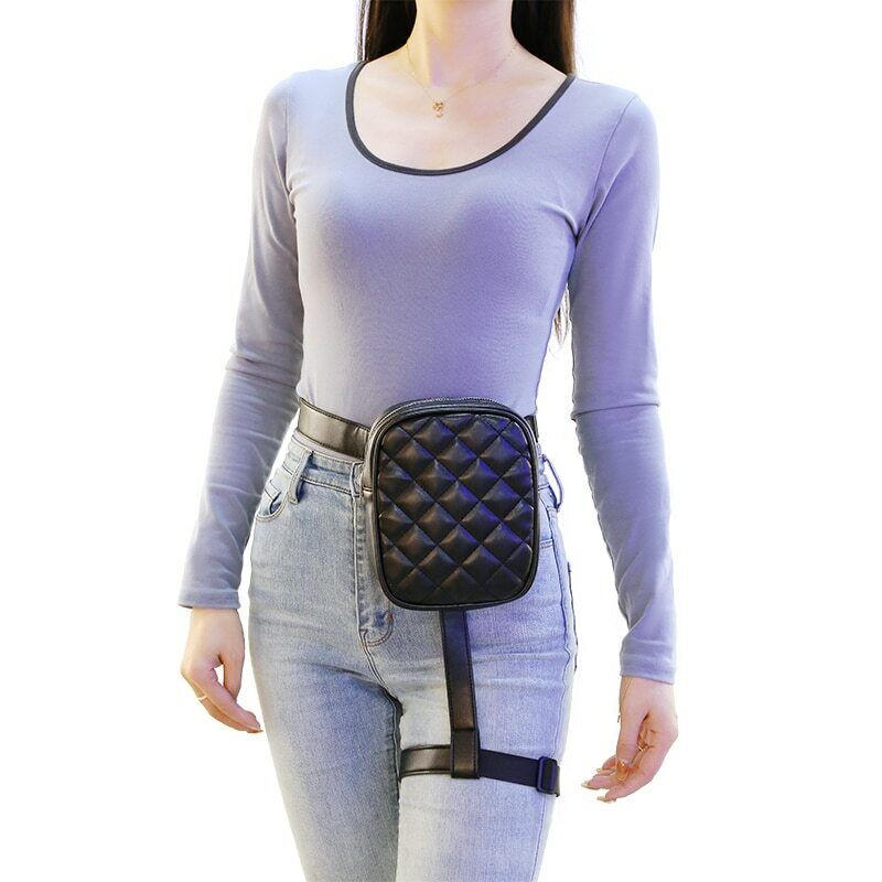 Fashion Women Waist Leg Belt Leather Cool Girl Bag Fanny Pack For Outdoor