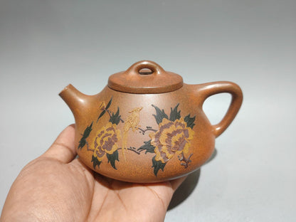 Chinese Yixing Zisha Clay Handmade Exquisite Flowers&Birds Teapot 31316