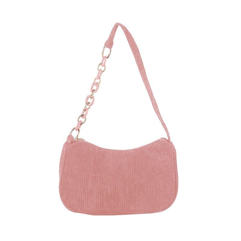 Handle Bag Canvas Cloth Chain Handbag Corduroy Shoulder Underarm Small Clutch