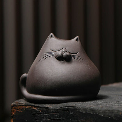 Purple Sand Tea Pet Cat Ornaments Can Raise Tea Set Accessories Handmade Cute Mi
