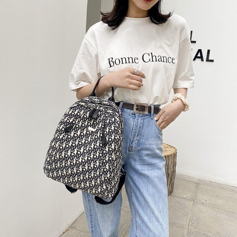 Letter Backpack Oxford Canvas Purse Traveling Small Bags Cute Backpack Polyester