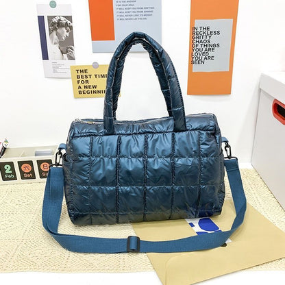 Large Shoulder Bags Waterproof Nylon Purses Cotton Feather Down Bag 36*13*27 CM