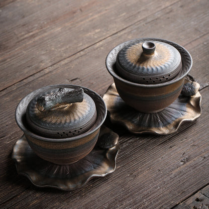 Tea Bowl Jumping Knife Teapot Teacup Kung Fu Tea Set Iron Glaze Tea Bowl