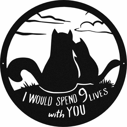 Metal Wall Art - Cat 9 Lives Crafts Metal Artwork Wall Stickers Shape Decoration