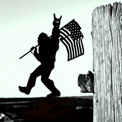 HelloYoung Bigfoot Metal Garden Stakes 1pc Patriotic Sasquatch Yard Art