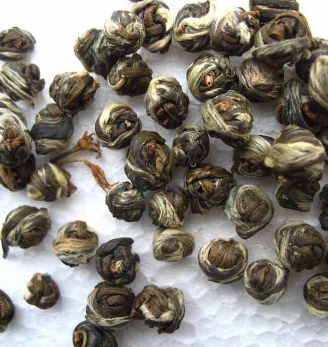 Organic high grade Jasmine Dragon Pearl Chinese GREEN TEA balls,mo li long zhu