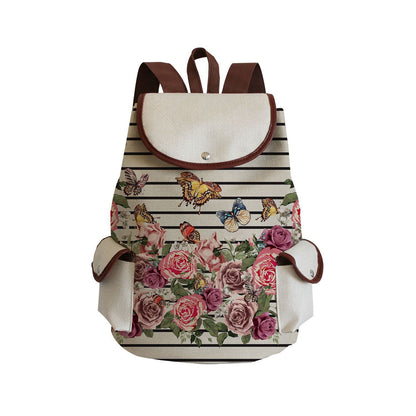Vintage Drawstring Backpacks Large Practical Portable Linen Shoulders Bags 1 PC