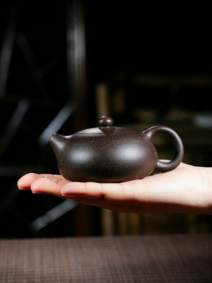 Marked Xishi Tea Pot Real Yixing Zisha Black Galaxy Clay Pot Handmade Ball Holes