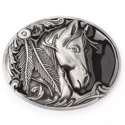 Men Belt Buckles 3.8cm Width Suitable Animal Horse Fashion Waistband Accessories