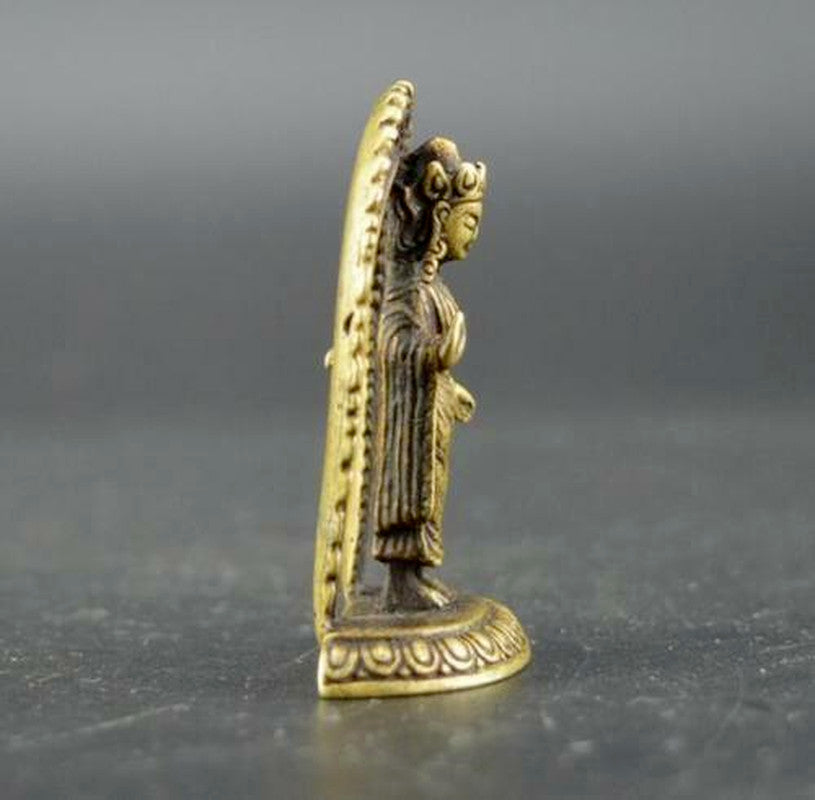 1.8inch China Collection Archaize Brass Tantric Buddha Small Statue Ornament