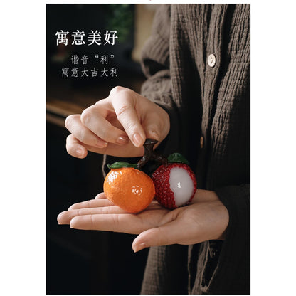 Fruit Color Change Resin Tea Pet 8.5cm 3.4in Tea Play Kung Fu Tea Set Decoration