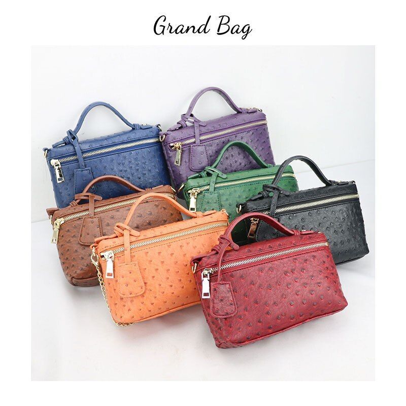 Handbag Ostrich Pattern Leather Bag Women Clutch Party Purse Ostrich Bag Chain