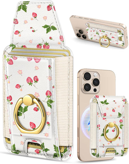 Compatible with Magsafe Wallet with Ring Stand Grip - Cute Magnetic Phone Wallet