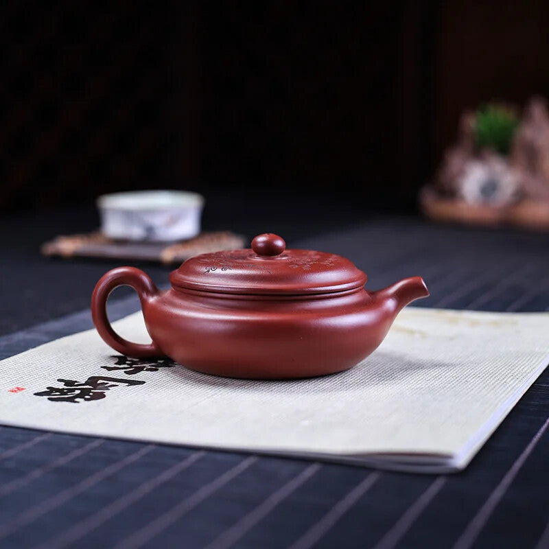 Yixing Genuine Purple Clay Antique Pot Flat Plum Original Mine Tea Set Ewer