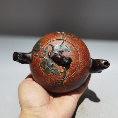 Chinese Yixing Zisha Clay Handmade Exquisite Teapot （金鼠纳福 低款：蒋蓉）