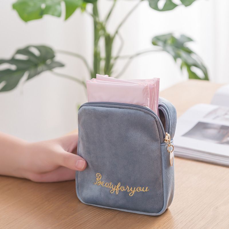 Cosmetic Bag Soft Velvet Make Up Storage Toiletry Package Travel Organizer Pouch