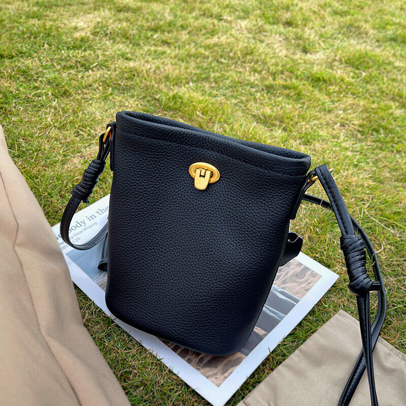 Fashion Mini Real Leather Bucket Bag-Crossbody,Clutch,Shoulder,Pouch & Phone Bag