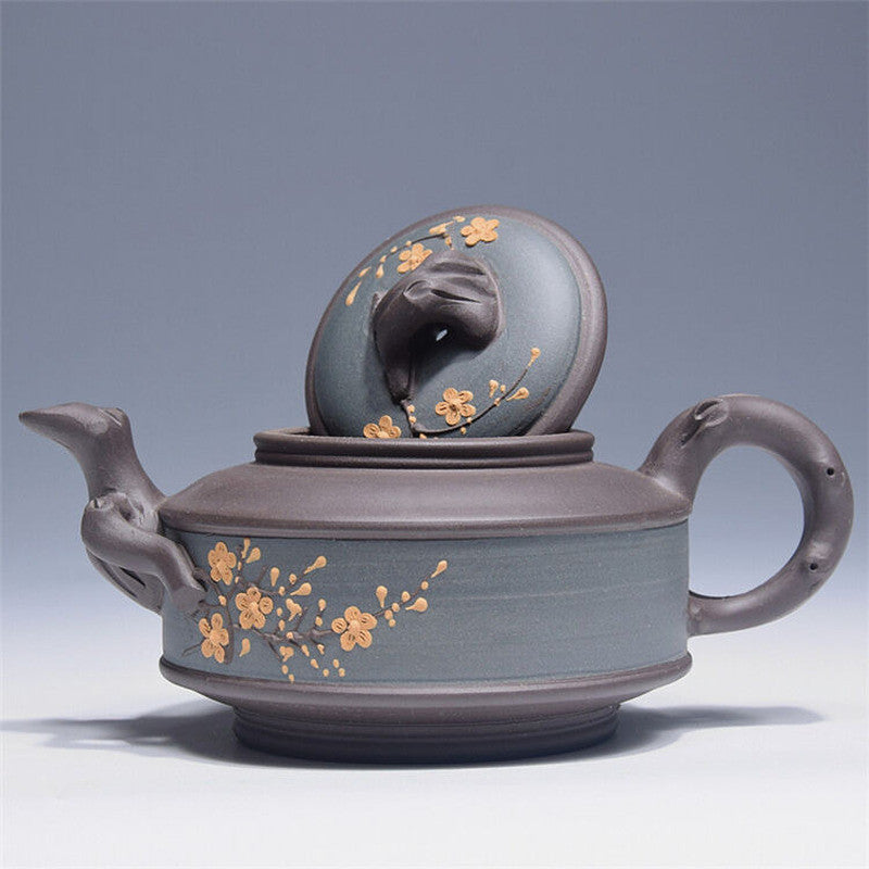 Retro Chinese Yixing Purple Clay Handmade Plum Flower Teapot Kung Fu Teapot