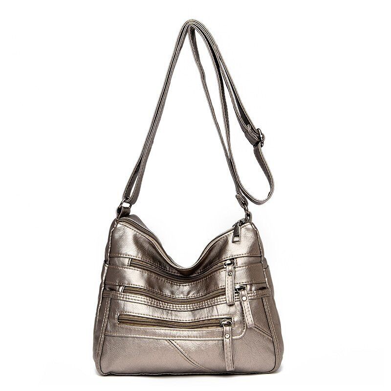 Women's Soft Leather Shoulder Bags Multi-Layer Crossbody Bag Handbag
