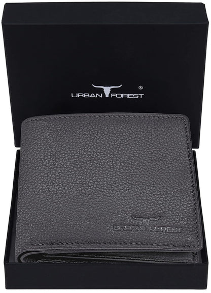 New Grey Bi-Fold Leather Men's Wallet RFID Protection Gift Item