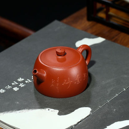 150ml Marked Tea Pot 7 Infuser Holes Real Yixing Zisha Dahongpao Clay Carved Pot