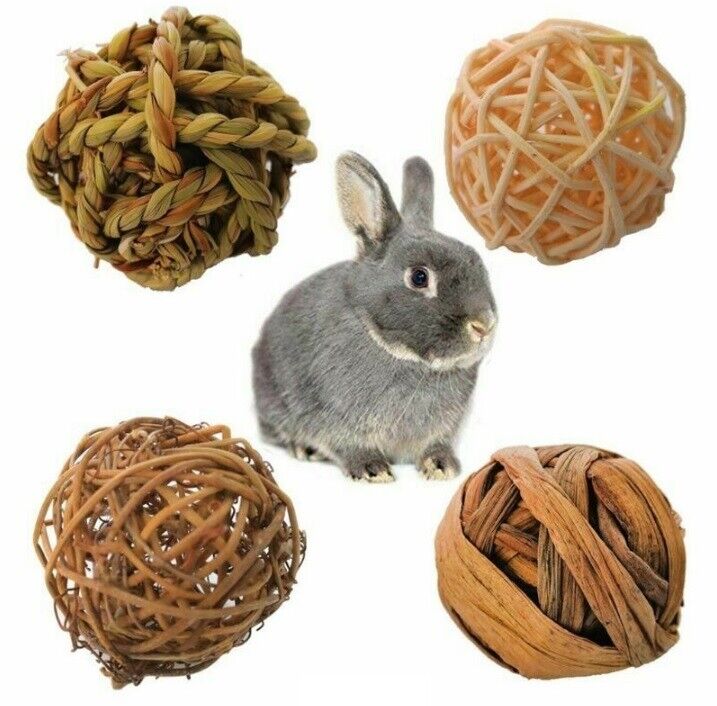 4Pcs/Set Small Animal Activity Chew Toys 5cm Rattan Rabbit Bird Parrot Play Ball