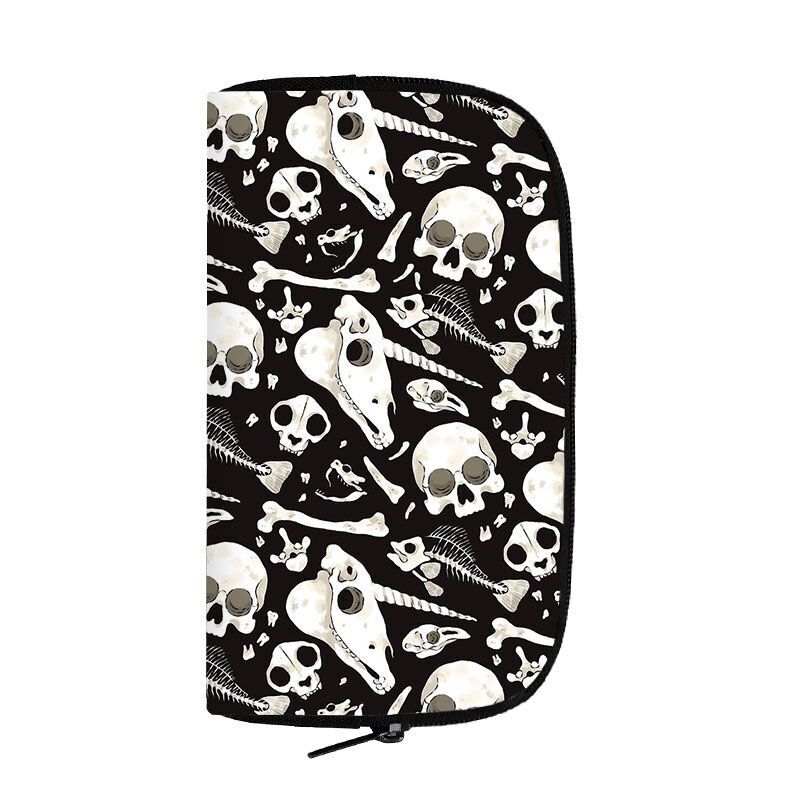 Black Long Wallet Witchcraft Skull Gothic Purse Passport Bag Phone Coin Purses