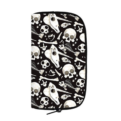Black Long Wallet Witchcraft Skull Gothic Purse Passport Bag Phone Coin Purses