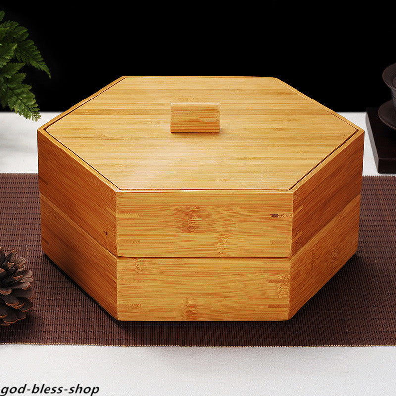 Bamboo Box For Pu'er Tea Cake Canister Jar For Loose Tea Multi-functional Box