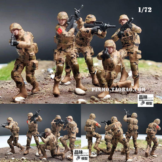 1/72 5Pcs China PLA 5-man model combat group B Sand camouflage