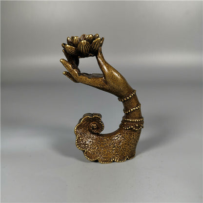 China Bronze Copper Lotus Buddha Hand Incense
