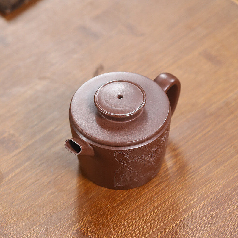 Original Ore Real Yixing Zisha Purple Grit Tea Pot Lotus Flower Carve Master Pot