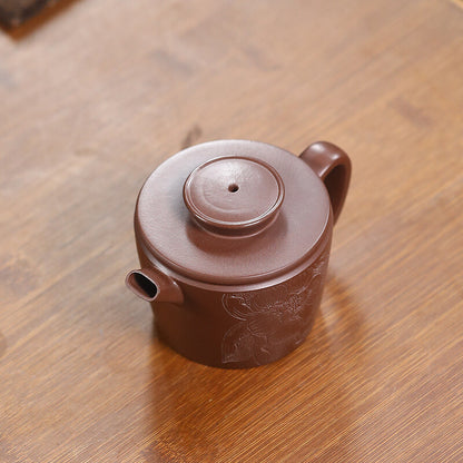 Original Ore Real Yixing Zisha Purple Grit Tea Pot Lotus Flower Carve Master Pot