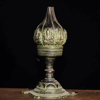 Antique Oil Lamp Buddhism Old Bronze Lotus Lamp Collection