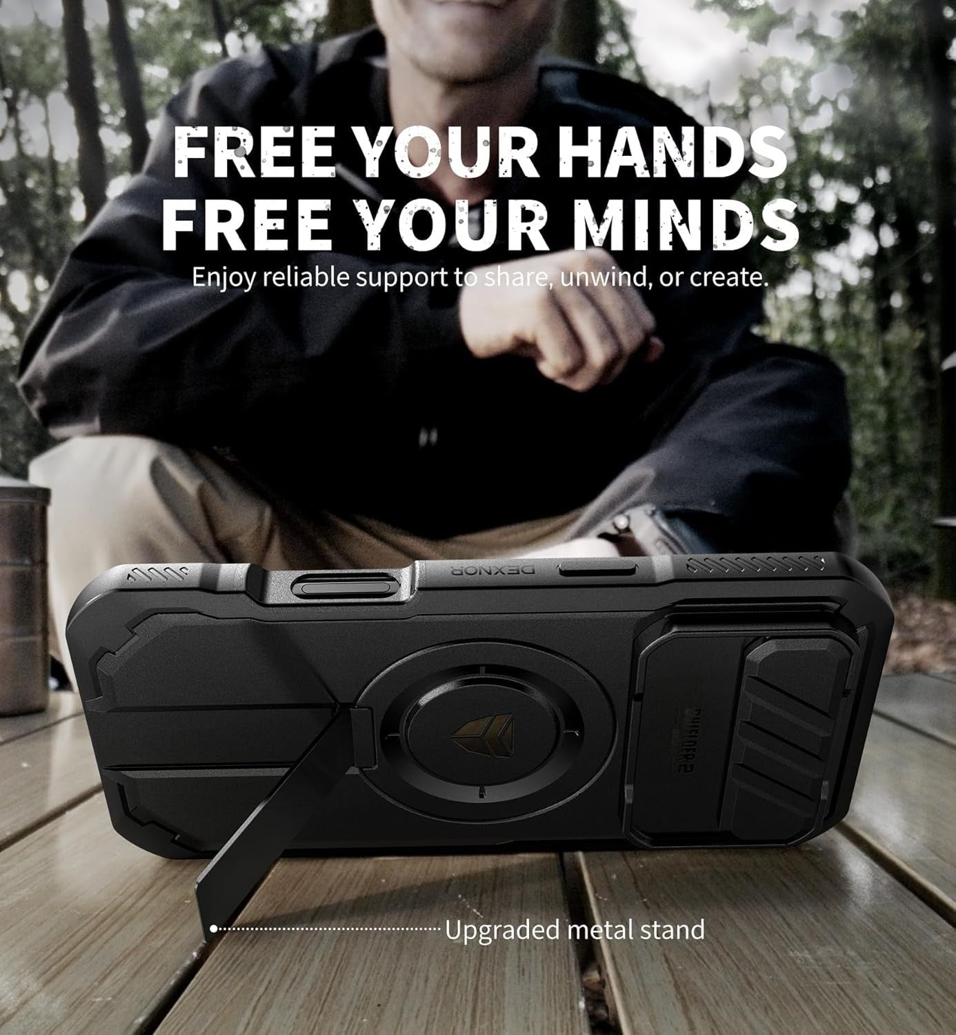 for Iphone Air Case with Slide Camera Cover & Adjustable Kickstand & Built-In Sc