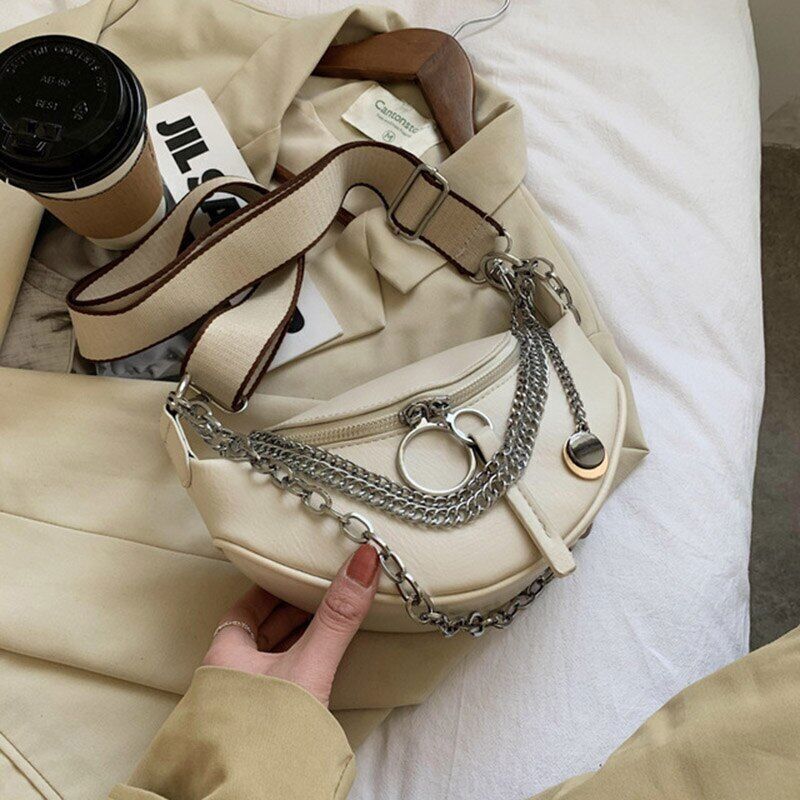 Chain Waist Belt Bag Women Leather Crossbody Fashion Phone Pack Purse Ladies