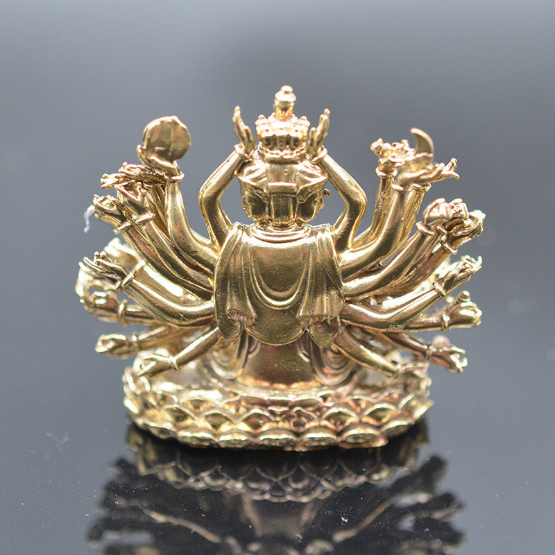 Thousand-hand Bodhisattva Brass Cundi Guanyin Bodhisattva Buddhism Statue Decor