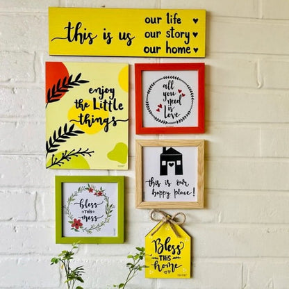 6 Piece "Enjoy the Little Things" Themed Wooden Wall Decoration Set - Include...