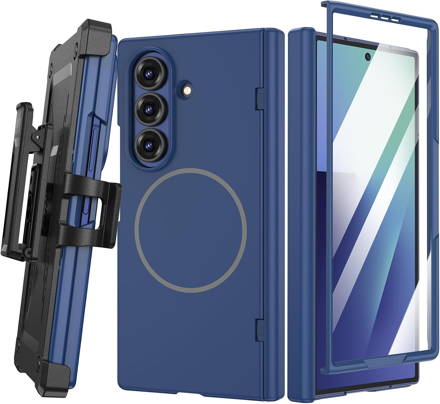 for Z Fold 7 Magnetic Case with Belt Clip Holster, [Compatible with Magsafe] [Te