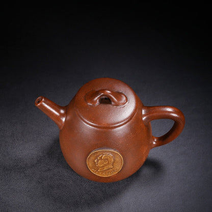 Chinese Yixing Zisha Clay Handmade Exquisite Teapot （高石瓢（文革壶） 底款：汪寅仙）