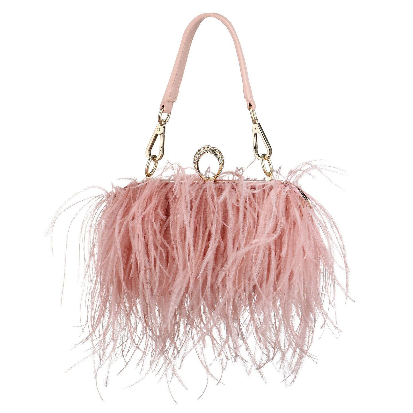 Luxury Ostrich Feather Evening Bag Shoulder Crossbody Bag Party Clutch 19*6*10CM