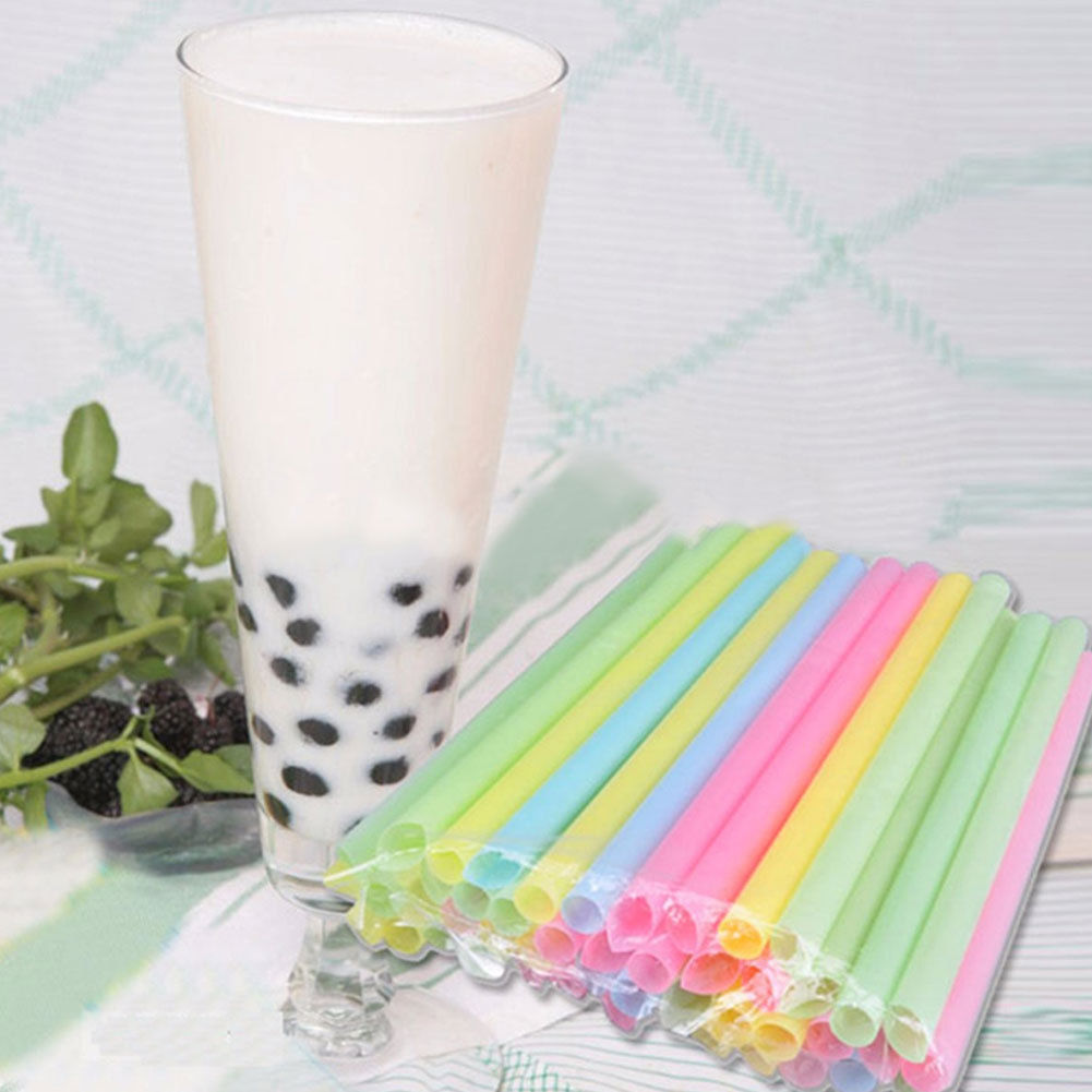100PCS Mix Color Large Drinking Straws For Bubble Tea Smoothie Milkshake
