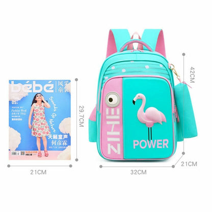 3D Flamingo Bags School Girls Boys Shark Backpack Orthopedic Grades 3-5 Zipper