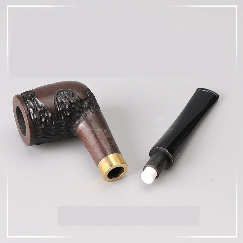 Handmade Carved Ebony Wood Tobacco Pipe Decor Handheld Smoking Pipe
