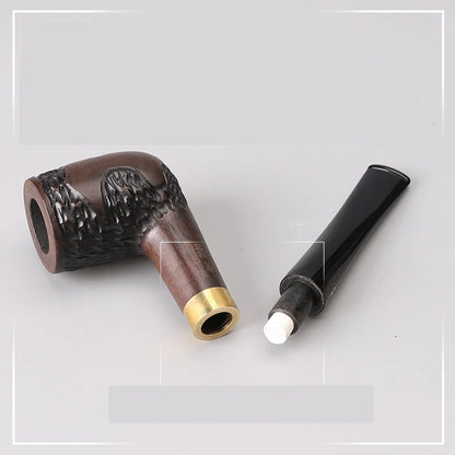 Handmade Carved Ebony Wood Tobacco Pipe Decor Handheld Smoking Pipe